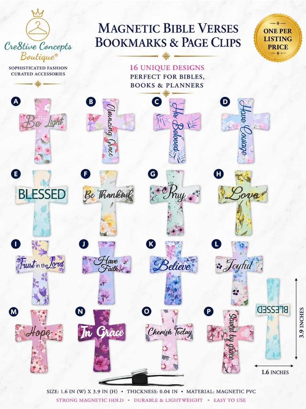 🙌🏼 Run Buy NOW~>Magnetic Bible Verse Cross Bookmark/Page Clip | Inspirational